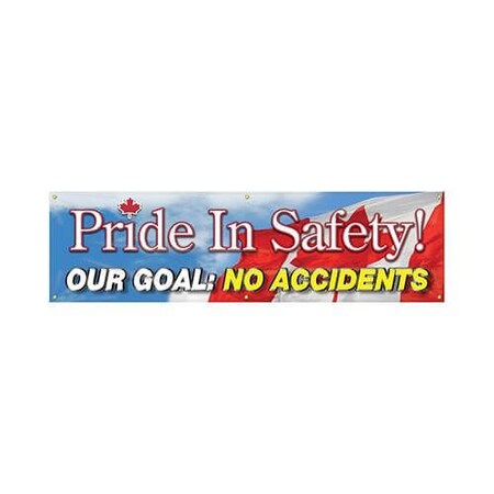 Accuform Safety Banner, Legend PRIDE in SAFETY OUR GOAL NO ACCIDENTS CANADA FLAG, Reinforced Flexible Po MBR890